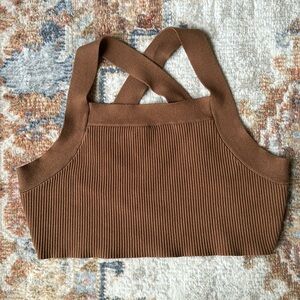 House of Harlow 1960 Brown Ribbed Crop Top